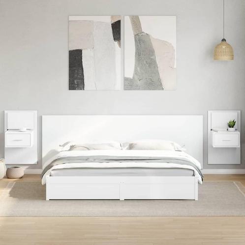 vidaXL Hoofdbord met kastjes 240 cm bewerkt hout wit, Huis en Inrichting, Slaapkamer | Bedden, Nieuw, Verzenden