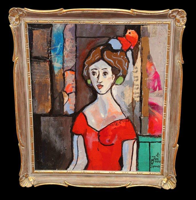 Miquel Torner de Semir (1938) - La musa del rojo vivo, Antiek en Kunst, Kunst | Schilderijen | Klassiek
