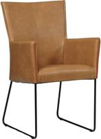 Cognac leren industriële eetkamerstoel - Granada leer Sahara, Huis en Inrichting, Stoelen, Overige kleuren, Nieuw, Leer, Ophalen of Verzenden