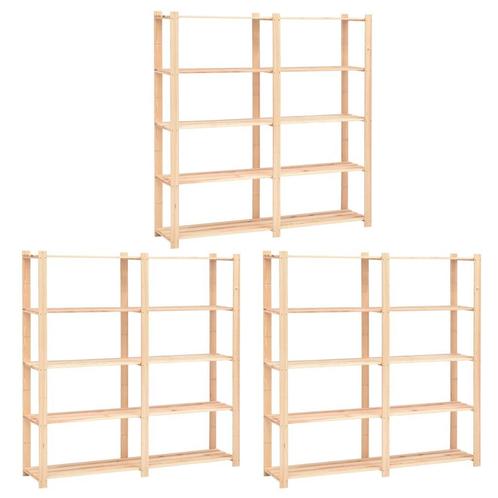 vidaXL Opbergrekken 5-laags 3 st 170x38x170 cm grenenhout, Huis en Inrichting, Kasten | Stellingkasten, Nieuw, Verzenden