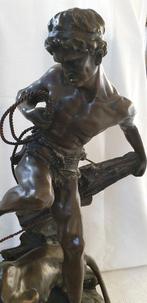 After Barye - Beeld, Roman warrior fights a tiger - 20 kg -