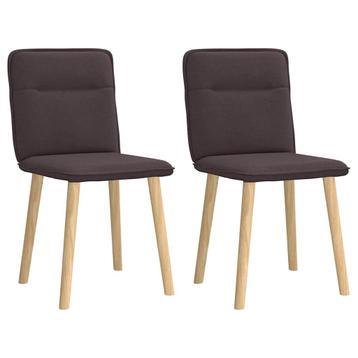 vidaXL Eetkamerstoelen 2 st stof donkerbruin, Verzenden