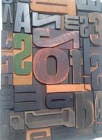 Drukblokken (53) - XL oude typografische letterblokjes -, Antiek en Kunst
