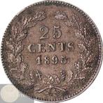 Nederland. Wilhelmina. 25 Cents 1895 muntmeesterteken schuin