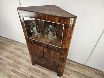 Vitrine - Vitrine dangle Art Déco en placage de noyer -