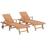 vidaXL Chaises longues lot de 2 Bois de teck solide, Jardin & Terrasse, Verzenden, Neuf