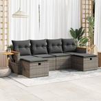 vidaXL 6-delige Loungeset met kussens poly rattan grijs, Verzenden, Loungeset