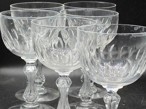 Val Saint Lambert - Wijnglas (6) - Olijf - Kristal, Antiek en Kunst, Antiek | Glaswerk en Kristal