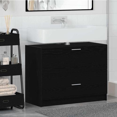 vidaXL Wastafelkast met lade Zwart Eiken 78 x 37 x 59 cm, Huis en Inrichting, Tafels | Kaptafels, Nieuw, Verzenden