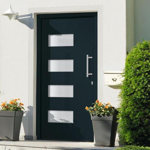 vidaXL Voordeur 100x210 cm aluminium en PVC antraciet, Doe-het-zelf en Bouw, Deuren en Vliegenramen, Nieuw, Verzenden