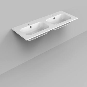 Dubbele Wastafel Marble BWS 120,5x46x1,5 cm Glans Wit (2, Doe-het-zelf en Bouw, Sanitair, Ophalen of Verzenden, Nieuw, Overige typen