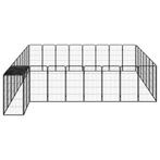 Hondenkennel 34 panelen 50x100 cm gepoedercoat staal zwart, Dieren en Toebehoren, Verzenden, Nieuw