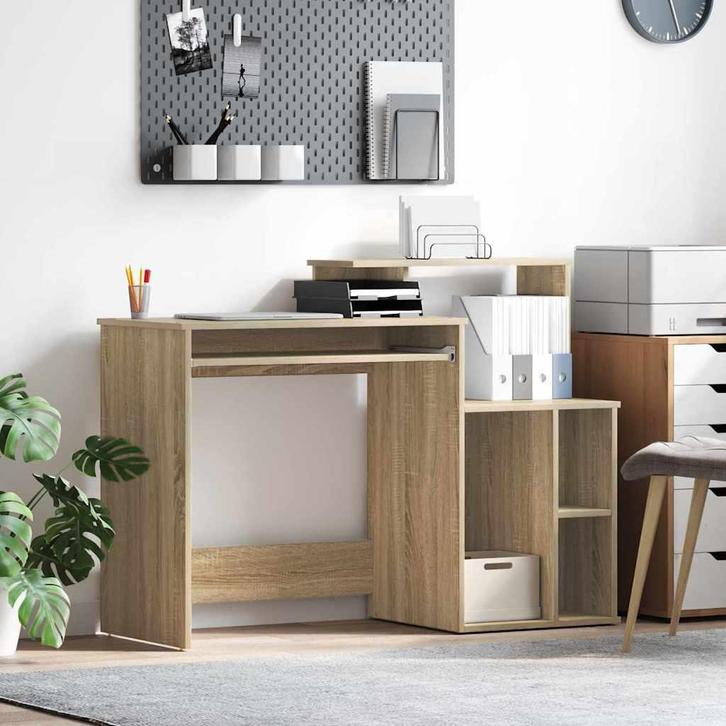 vidaXL Bureau met lade Sonoma Eik 120,5 x 44 x 88,5 cm, Huis en Inrichting, Bureaus, Nieuw, Verzenden
