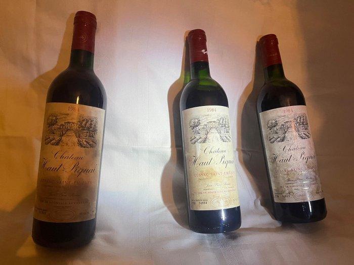 1984 Chateau Haut Piquat - Lussac Saint Emilion - 3 Flessen, Verzamelen, Wijnen