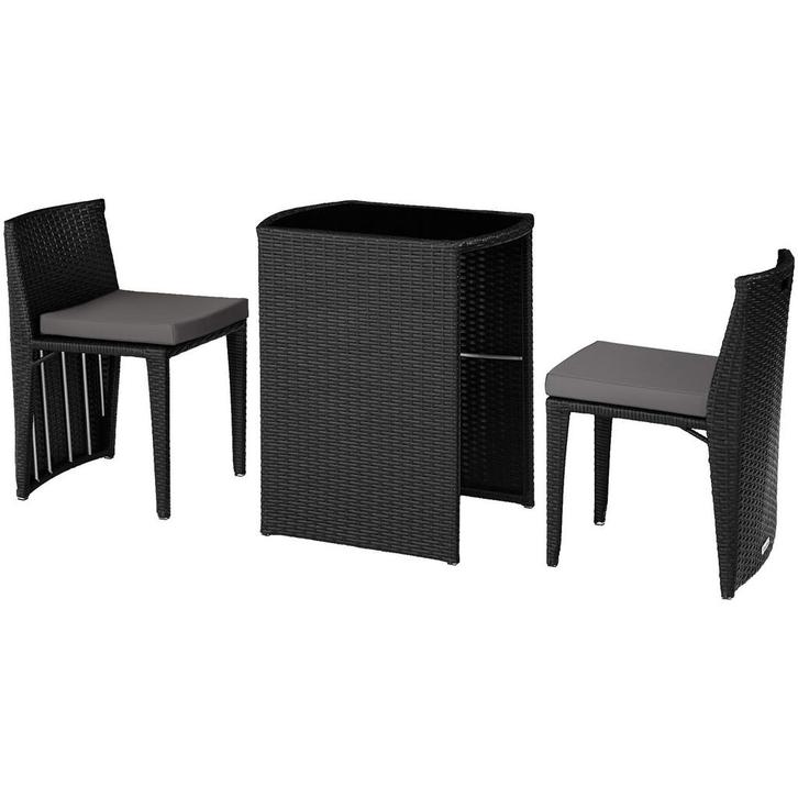 tectake Aluminium wicker bistroset Hamburg - zwart, Tuin en Terras, Tuinsets en Loungesets, Verzenden