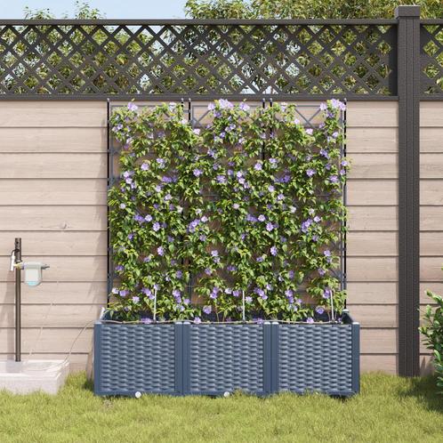 vidaXL Tuinplanten met Waterirrigatiesysteem 3 stuks Grijs, Tuin en Terras, Bloempotten, Nieuw, Verzenden