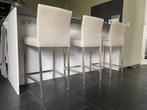 Set van 3 leren barstoelen - crème kleur leer, 1 kruk, Ophalen of Verzenden, Nieuw