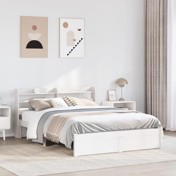 vidaXL Bedframe met hoofdeinde zonder matras 120x200 cm wit, Maison & Meubles, Chambre à coucher | Lits, Envoi