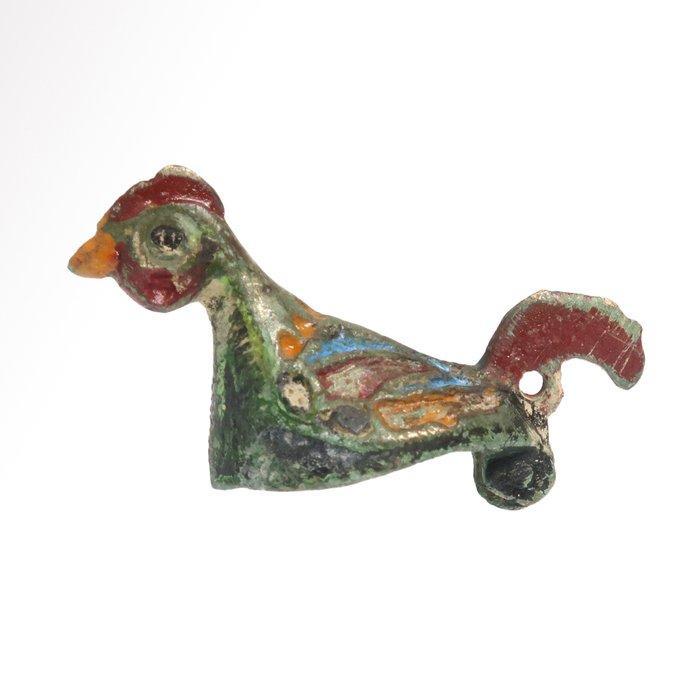 Oud-Romeins Brons Emaille gekeulse haan fibula broche, Antiek en Kunst, Antiek | Overige Antiek