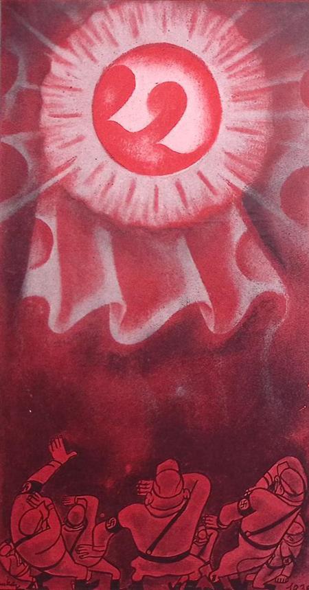 De roode verkiezingsoverwinning in Noorwegen op spotprent, Antiek en Kunst, Kunst | Litho's en Zeefdrukken, Verzenden