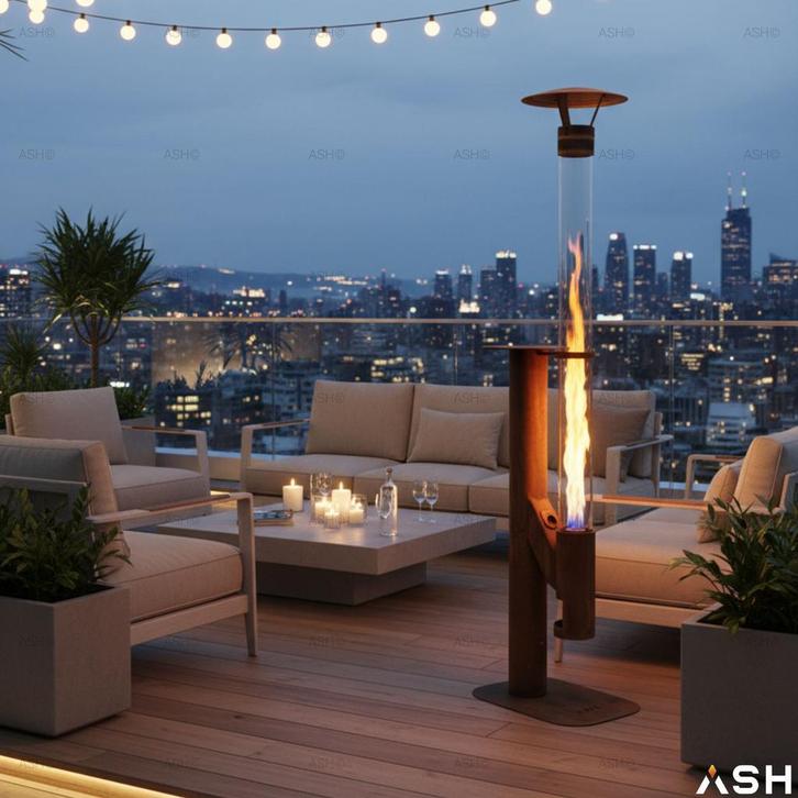 ASH Pelletkachel - Flores Terrasverwarmer cortenstaal, Huis en Inrichting, Kachels, Nieuw, Verzenden