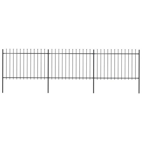 vidaXL Tuinhek met speren bovenkant 5,1x1,2 m staal zwart, Tuin en Terras, Tuinhekken en Hekwerk, Nieuw, Verzenden