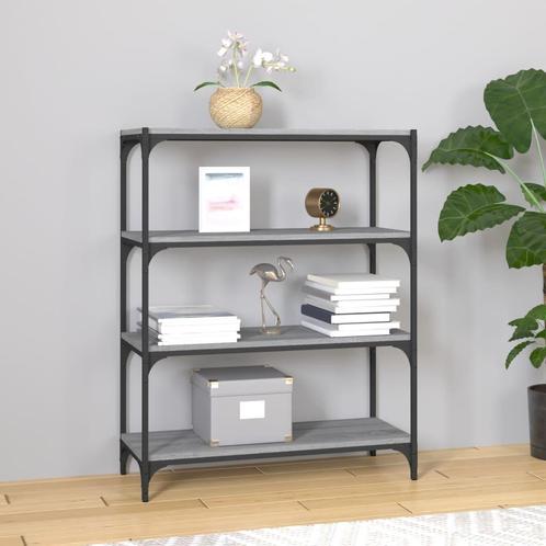 vidaXL Boekenkast 80x33x100 cm hout en staal grijs sonoma, Huis en Inrichting, Kasten | Boekenkasten, Nieuw, Verzenden