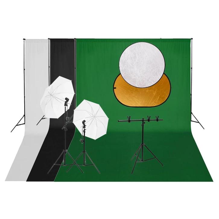 vidaXL Fotostudioset met verlichtingsset achtergrond en, Audio, Tv en Foto, Fotografie | Fotostudio en Toebehoren, Nieuw, Verzenden