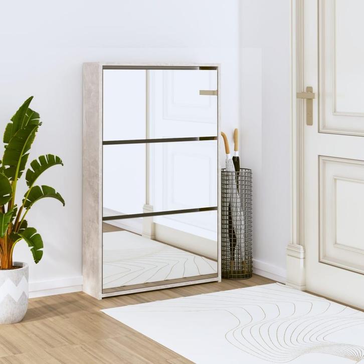 vidaXL Schoenenkast met spiegel 3-laags 63x17x102,5 cm, Huis en Inrichting, Kasten | Schoenenkasten, Nieuw, Verzenden