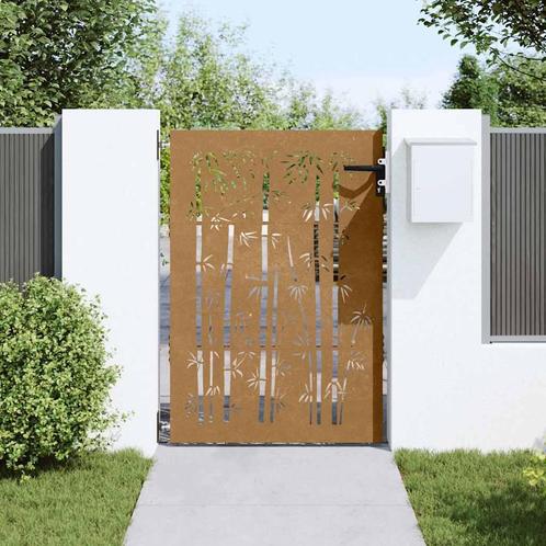 vidaXL Poort 85x125 cm bamboe-ontwerp cortenstaal, Tuin en Terras, Tuinpoorten, Nieuw, Verzenden