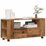 vidaXL Tv-meubel met wielen 102x34,5x43 cm bewerkt hout oud, Huis en Inrichting, Kasten |Televisiemeubels, Verzenden, Nieuw