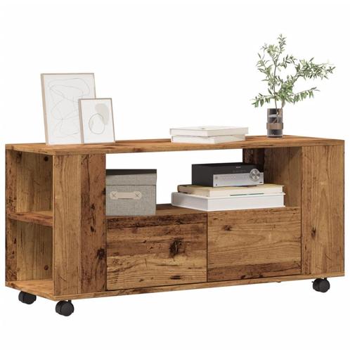 vidaXL Tv-meubel met wielen 102x34,5x43 cm bewerkt hout oud, Huis en Inrichting, Kasten |Televisiemeubels, Nieuw, Verzenden