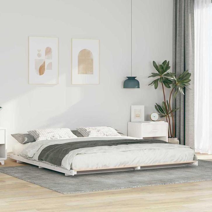 vidaXL Bedframe Wit 180 x 220 cm Massief grenenhout, Huis en Inrichting, Slaapkamer | Bedden, Nieuw, Verzenden