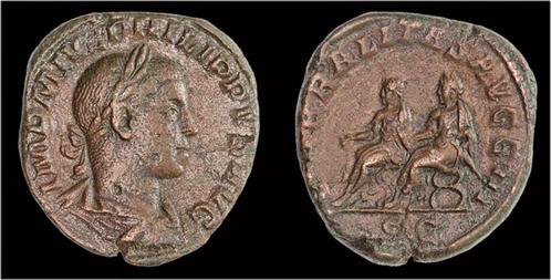 247-249ad Roman Philip Ii Ae sestertius Philip Ii and Phi..., Postzegels en Munten, Munten en Bankbiljetten | Verzamelingen, Verzenden