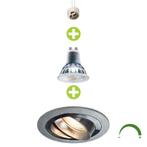 LED Inbouwspot 5.5 Watt Dimbaar 80mm kantelbaar zilver rond, Huis en Inrichting, Lampen | Spots, Nieuw, Plafondspot of Wandspot