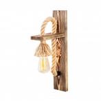 Landelijke wandlamp E27 fitting - Touw | Sofia, Huis en Inrichting, Lampen | Wandlampen, Nieuw, Hout, Verzenden