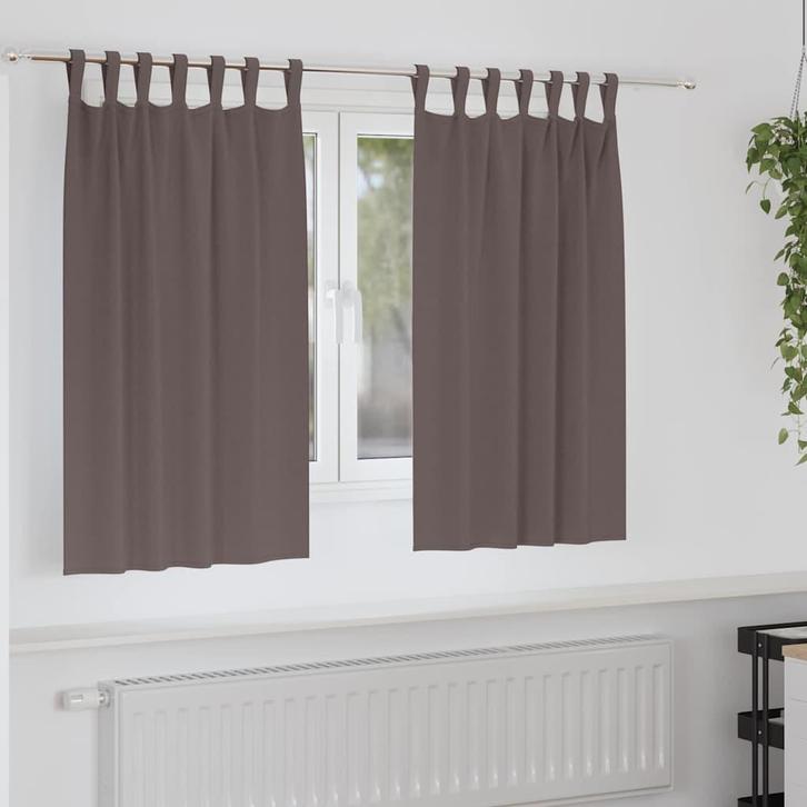 vidaXL Gordijnen met gordijnen 2 pcs Donkerbruin 140x140cm, Huis en Inrichting, Stoffering | Gordijnen en Lamellen, Nieuw, Verzenden