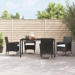 vidaXL Tuinstoelen met kussens 4 st zwart poly rattan, Verzenden, Nieuw