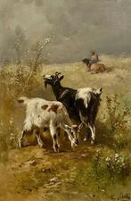 Henry Schouten (1864-1927) - Landschap met geiten, Antiquités & Art