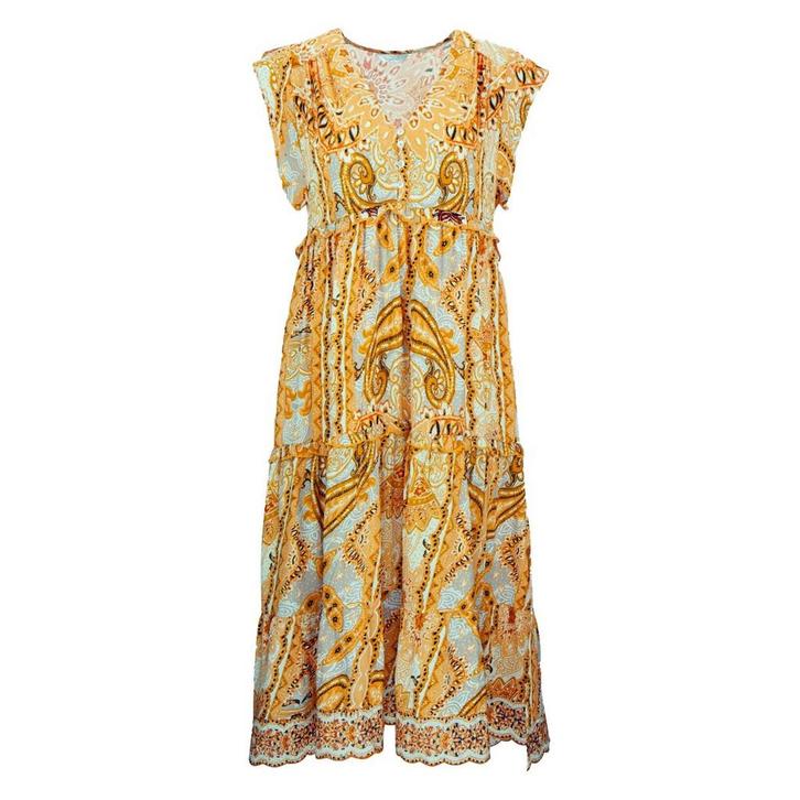 Frogbox • gele midi jurk • 36, Kleding | Dames, Truien en Vesten, Geel, Nieuw, Maat 36 (S), Verzenden