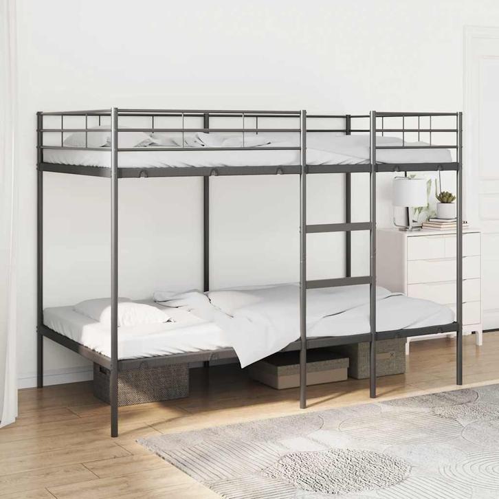 vidaXL Stapelbed zonder matras 100x200 cm staal zwart, Huis en Inrichting, Slaapkamer | Bedden, Nieuw, Verzenden
