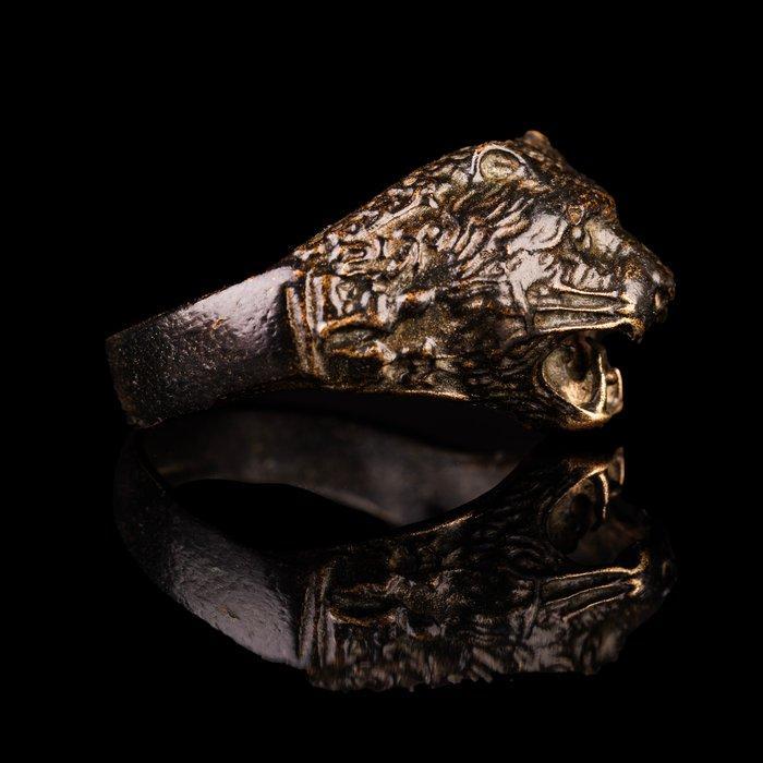 Viking Bronzen ring met Fenrir - Zeer zeldzaam! (Zonder, Antiek en Kunst, Antiek | Overige Antiek