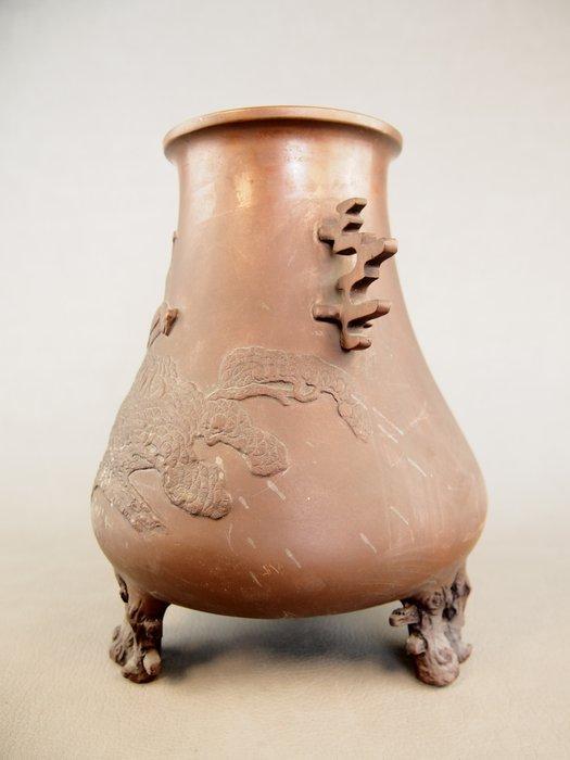 Vaas - Brons, Vaas met vogel- en dennenboommotief - Antieke, Antiek en Kunst, Antiek | Overige Antiek