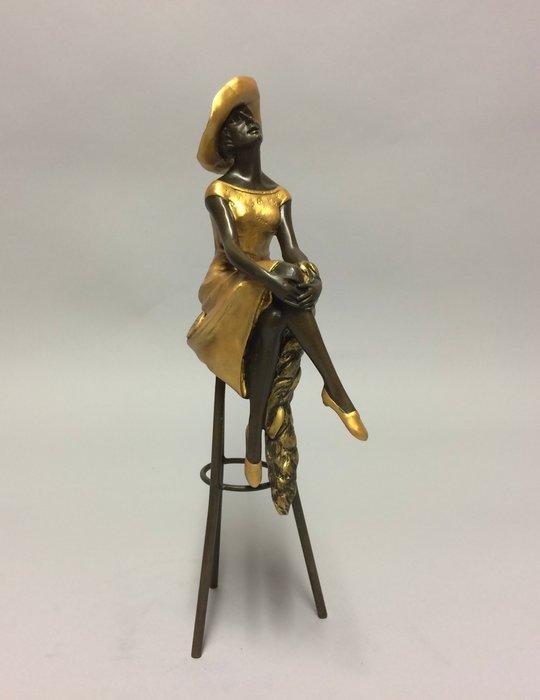 Beeld, Vrouw in de zon - 28 cm - Brons, Antiek en Kunst, Curiosa en Brocante