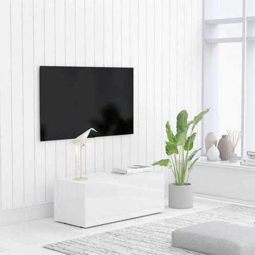 vidaXL Tv-meubel 80x34x30 cm bewerkt hout hoogglans wit, Huis en Inrichting, Kasten |Televisiemeubels, Nieuw, Verzenden