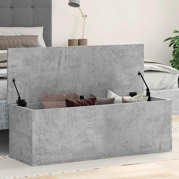 vidaXL Opbergbox 102x35x35 cm bewerkt hout betongrijs, Huis en Inrichting, Kasten | Overige, Nieuw, Verzenden