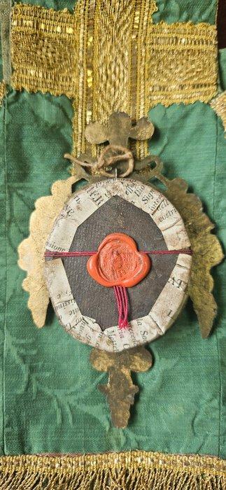 Reliekhouder - Glas, Legering, Papier, Zijde - 1920-1930, Antiek en Kunst, Kunst | Niet-Westerse kunst