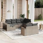 vidaXL 10-delige Loungeset met kussens poly rattan grijs, Tuin en Terras, Verzenden, Nieuw, Loungeset