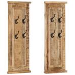 vidaXL Kapstokken 2 st 38x100 cm massief mangohout, Huis en Inrichting, Verzenden, Nieuw