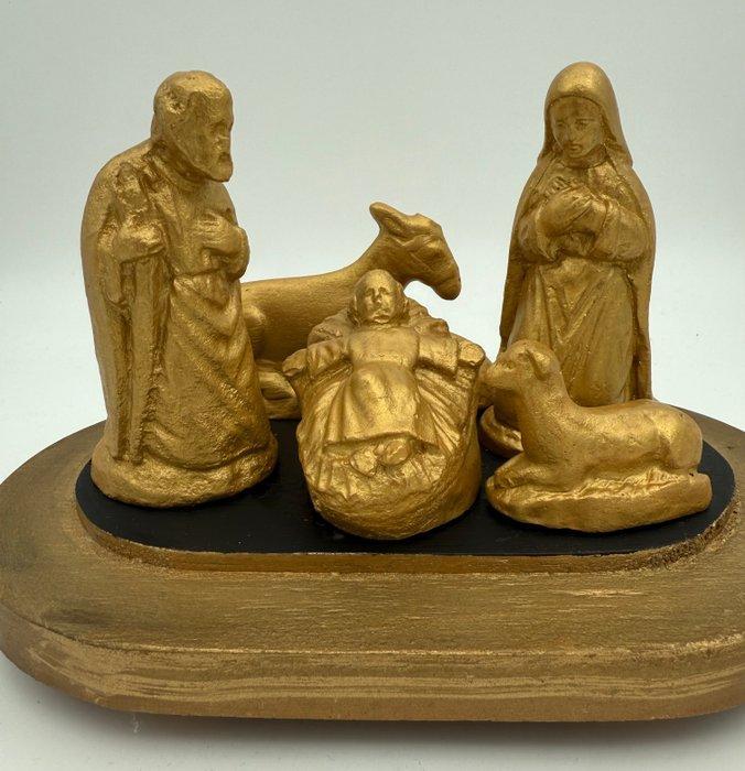 Beeld, Gouden kerstgroep - 15 cm - Gips, Hout, Antiek en Kunst, Antiek | Boeken en Manuscripten